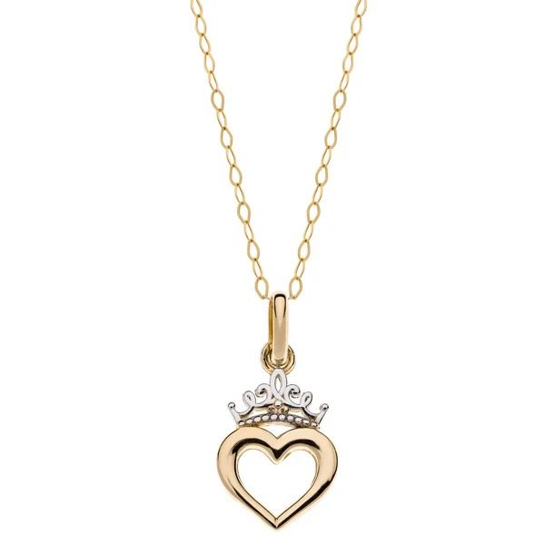 Collar Disney Corazón con Corona en Oro 9K – Dije Elegante Tipo Princesa